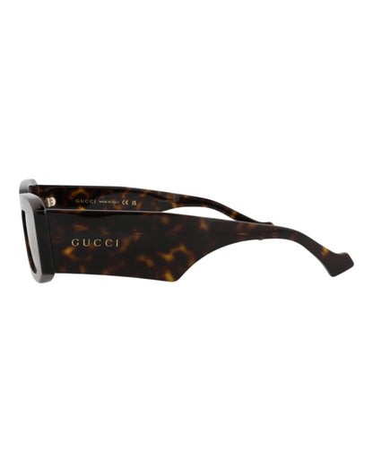 Gucci Mens Square/Rectangle Havana Havana Brown Fashion Designer Eyewear