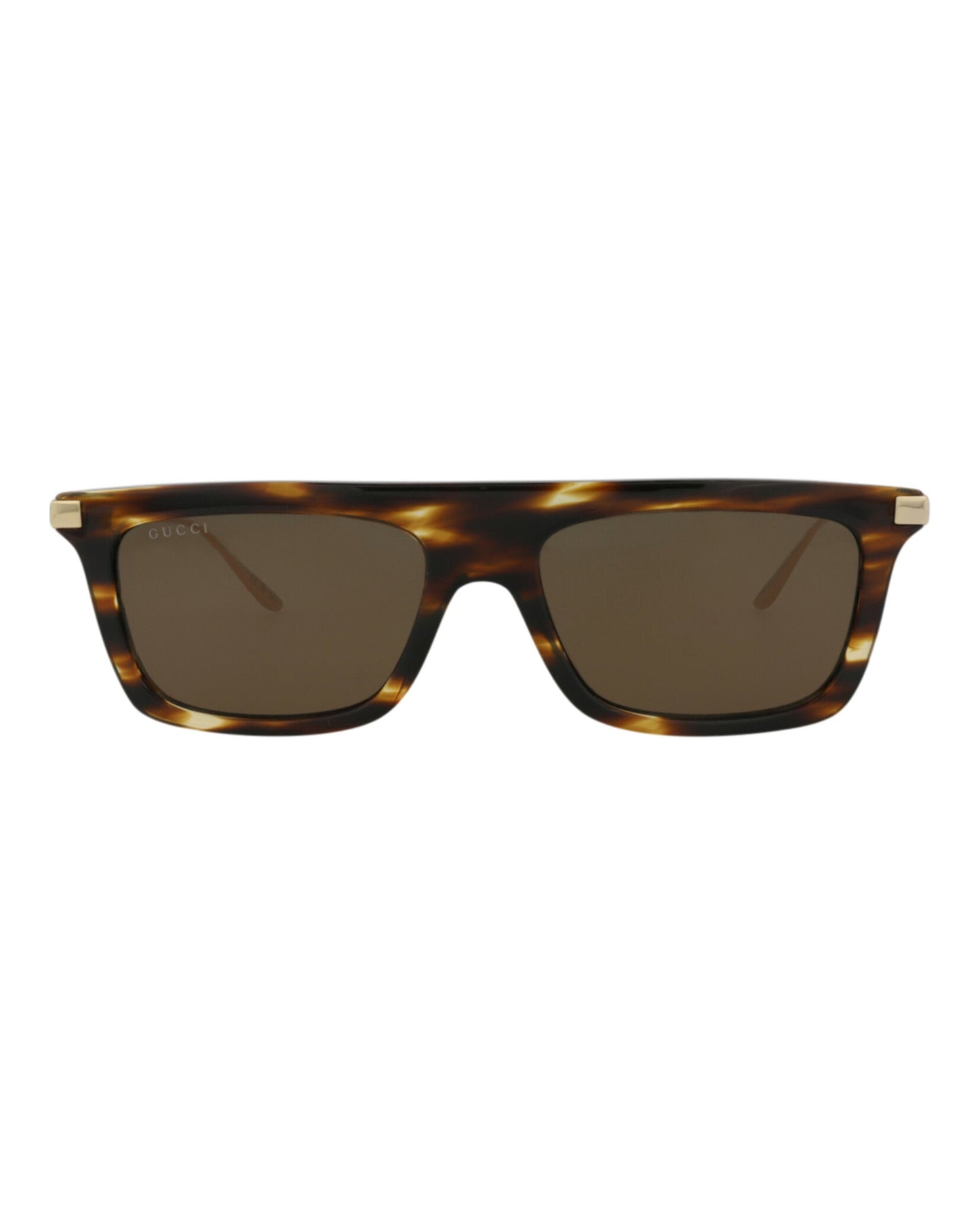 Gucci Mens Square/Rectangle Havana Gold Brown Fashion Designer Eyewear