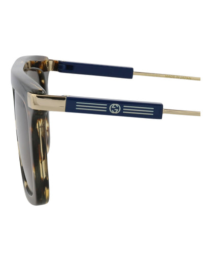 Gucci Mens Square/Rectangle Havana Gold Brown Fashion Designer Eyewear