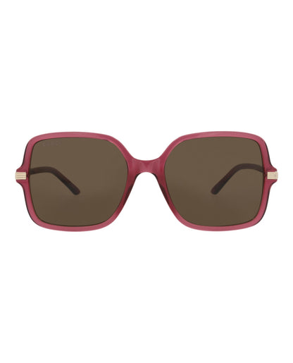 Gucci Womens Square/Rectangle Burgundy Burgundy Brown Fashion Designer Eyewear