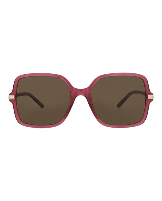 Gucci Womens Square/Rectangle Burgundy Burgundy Brown Fashion Designer Eyewear