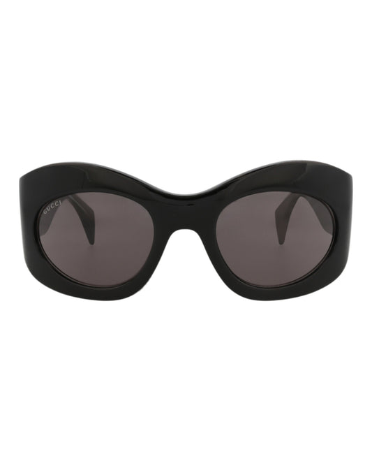 Gucci Unisex Shield/Wrap Black Black Grey Fashion Designer Eyewear