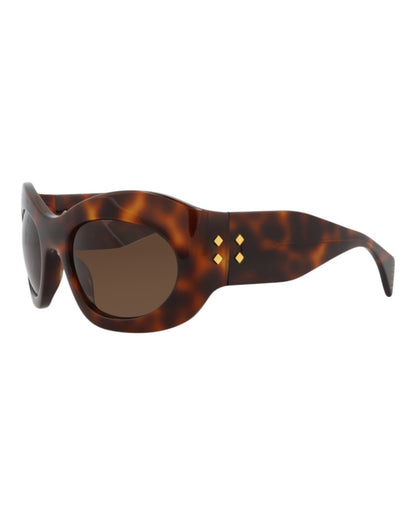 Gucci Unisex Shield/Wrap Havana Havana Brown Fashion Designer Eyewear