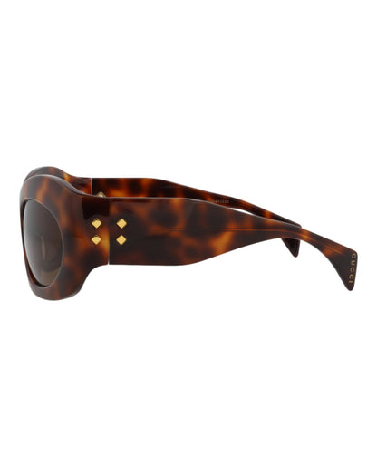 Gucci Unisex Shield/Wrap Havana Havana Brown Fashion Designer Eyewear