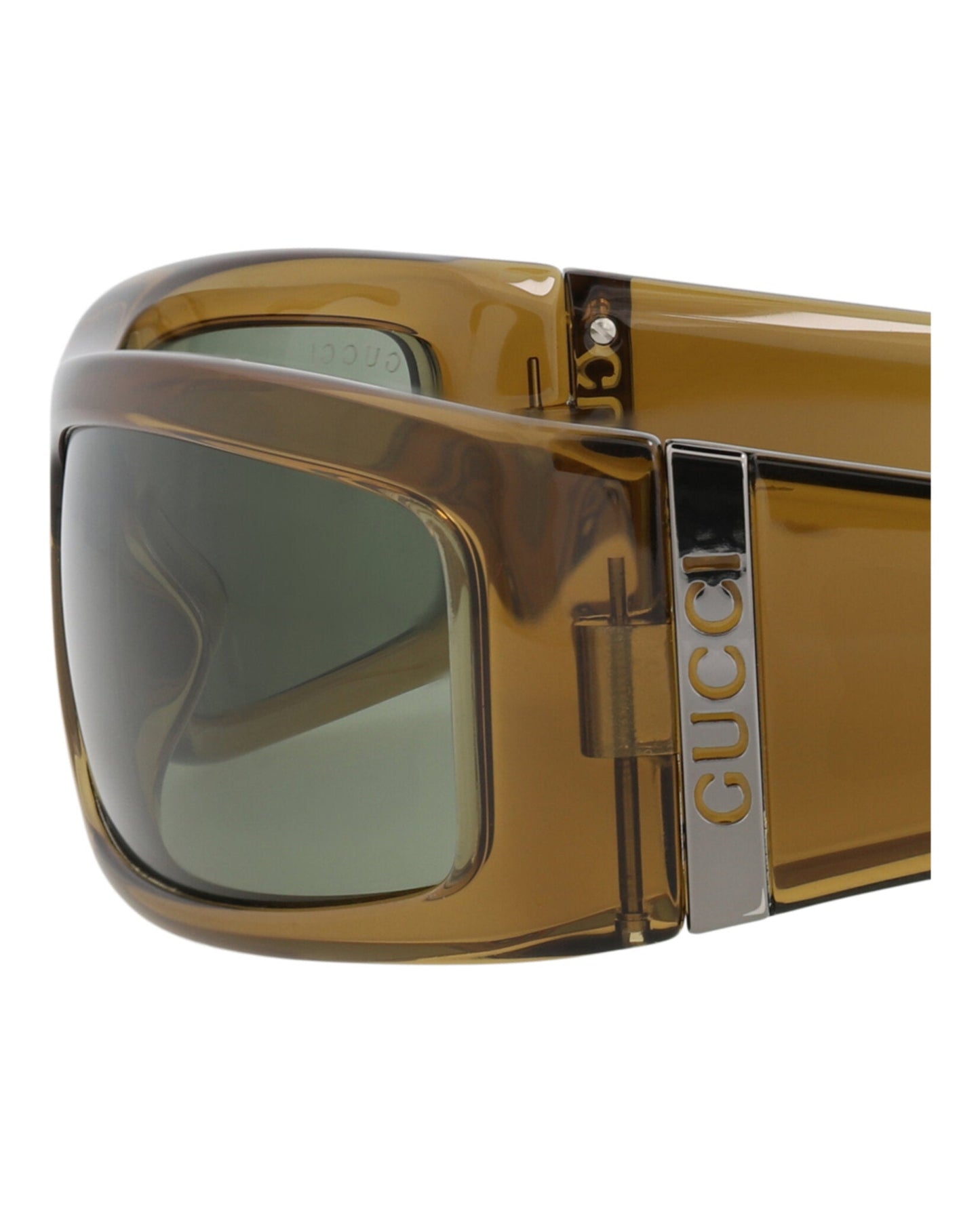 Gucci Mens Shield/Wrap Brown Brown Green Fashion Designer Eyewear