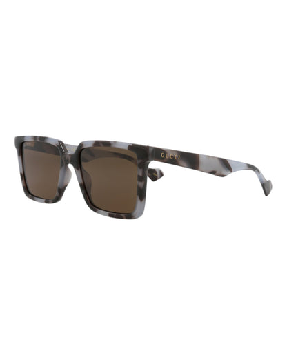 Gucci Mens Square/Rectangle Grey Grey Brown Fashion Designer Eyewear