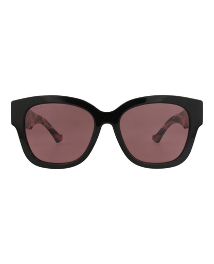 Gucci Womens Square/Rectangle Black Black Red Fashion Designer Eyewear