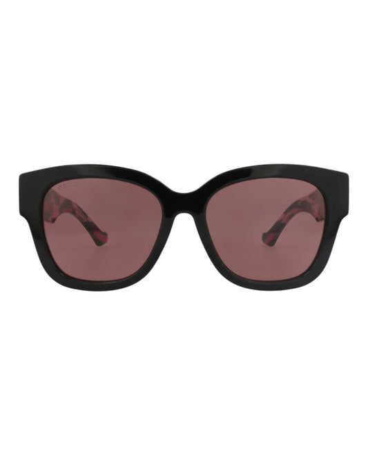 Gucci Womens Square/Rectangle Black Black Red Fashion Designer Eyewear