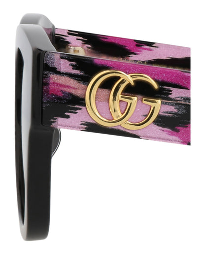 Gucci Womens Square/Rectangle Black Black Red Fashion Designer Eyewear