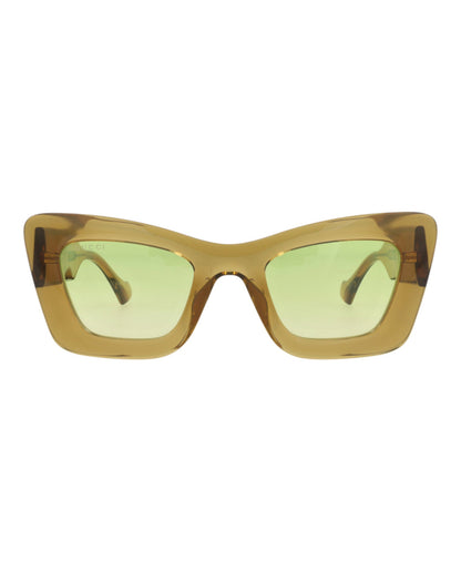 Gucci Womens Cat Eye Brown Brown Green Fashion Designer Eyewear