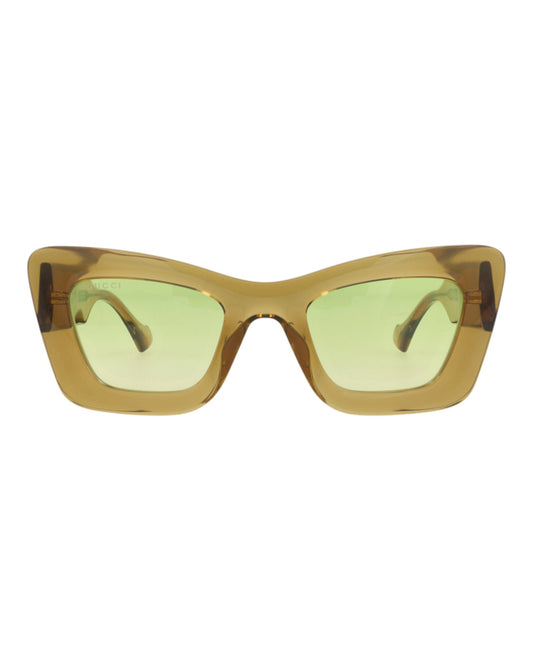 Gucci Womens Cat Eye Brown Brown Green Fashion Designer Eyewear