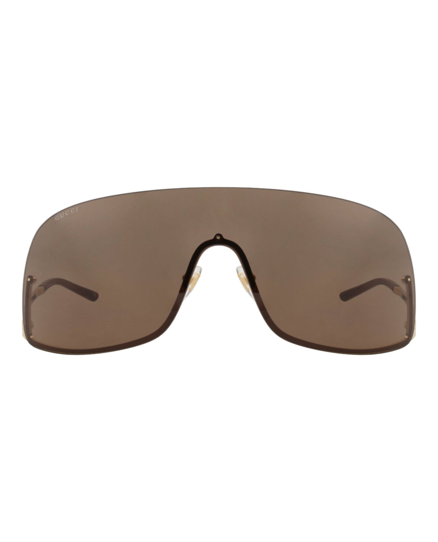 Gucci Unisex Shield/Wrap Gold Gold Brown Fashion Designer Eyewear