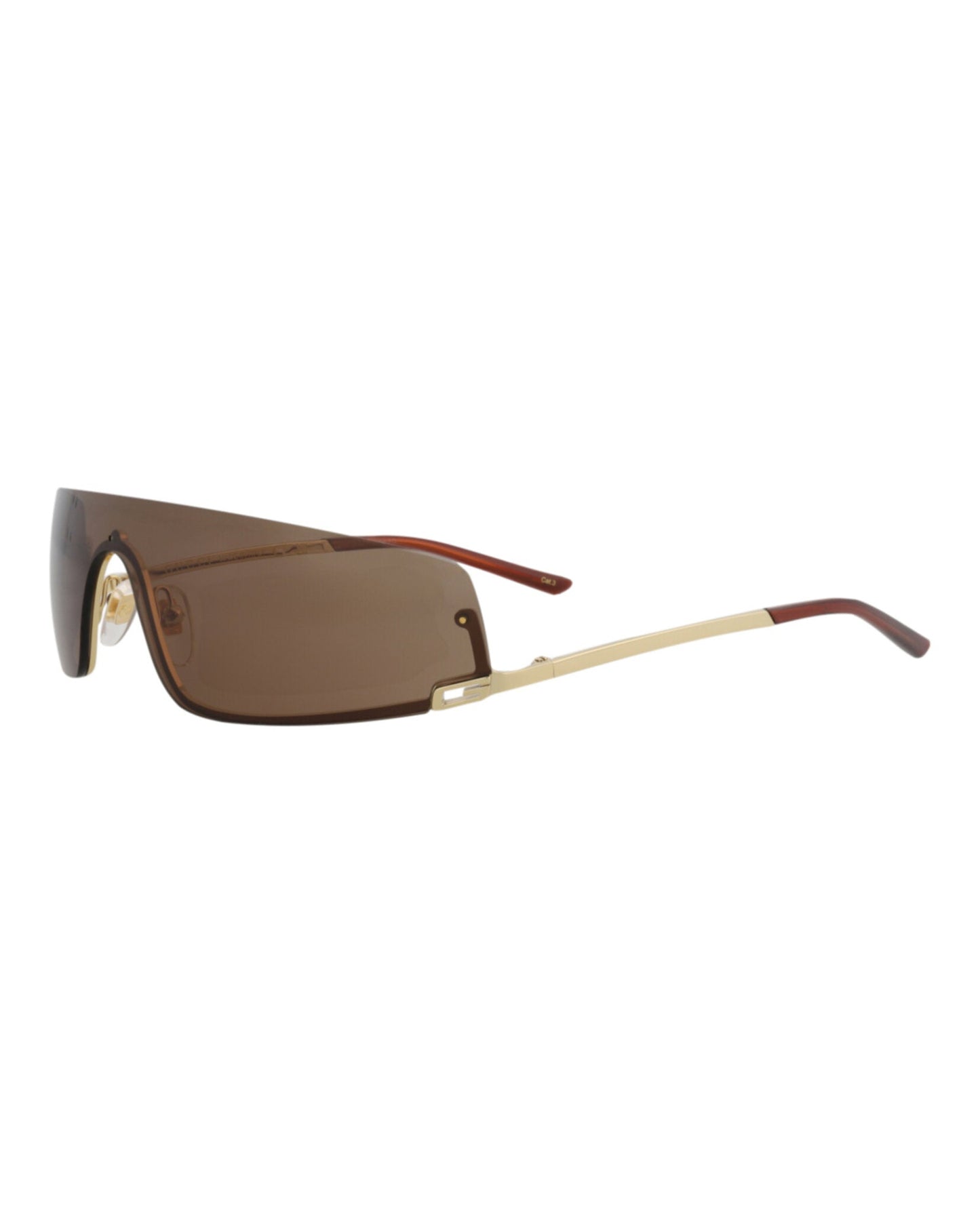 Gucci Unisex Shield/Wrap Gold Gold Brown Fashion Designer Eyewear