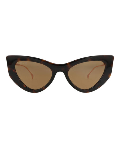 Gucci Womens Cat Eye Havana Gold Brown Fashion Designer Eyewear