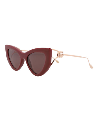 Gucci Womens Cat Eye Burgundy Gold Violet Fashion Designer Eyewear