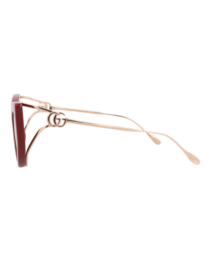 Gucci Womens Cat Eye Burgundy Gold Violet Fashion Designer Eyewear