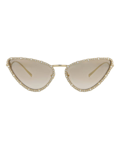 Gucci Womens Cat Eye Gold Gold Brown Fashion Designer Eyewear