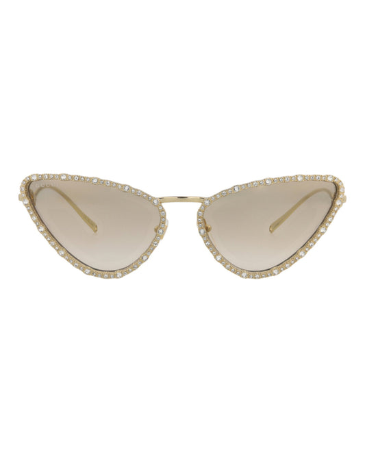 Gucci Womens Cat Eye Gold Gold Brown Fashion Designer Eyewear
