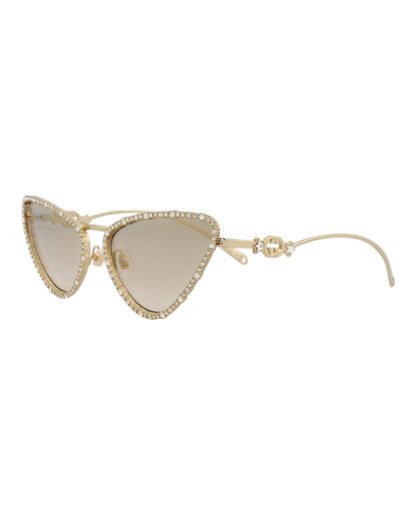 Gucci Womens Cat Eye Gold Gold Brown Fashion Designer Eyewear