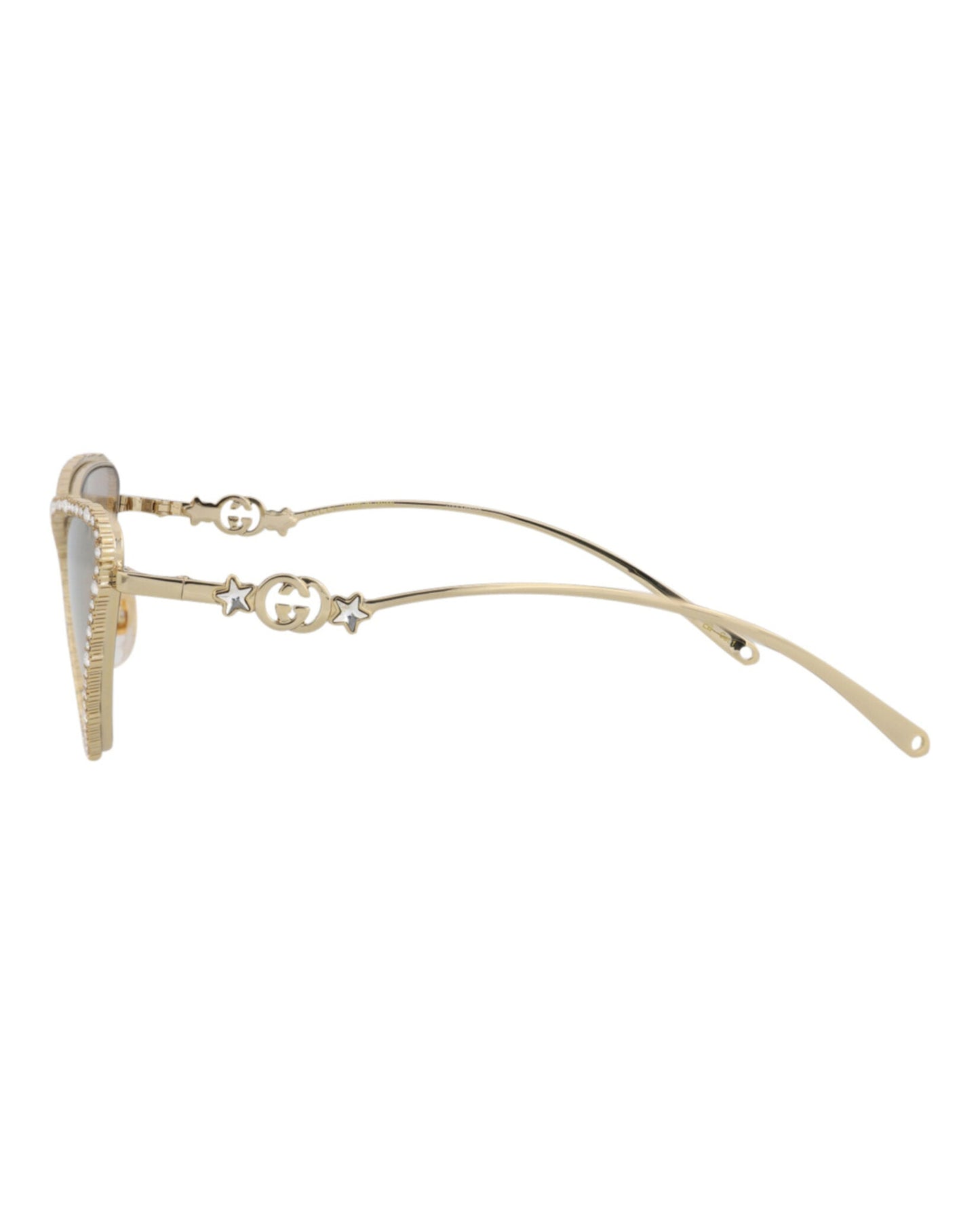 Gucci Womens Cat Eye Gold Gold Brown Fashion Designer Eyewear