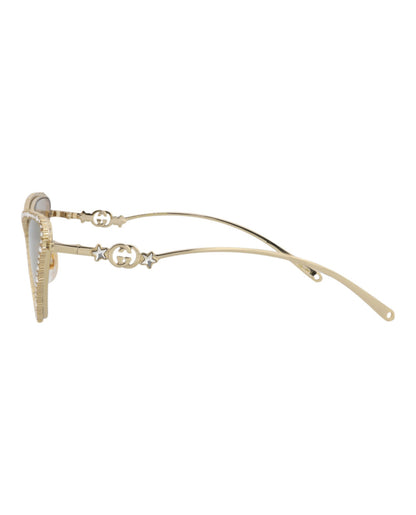 Gucci Womens Cat Eye Gold Gold Brown Fashion Designer Eyewear