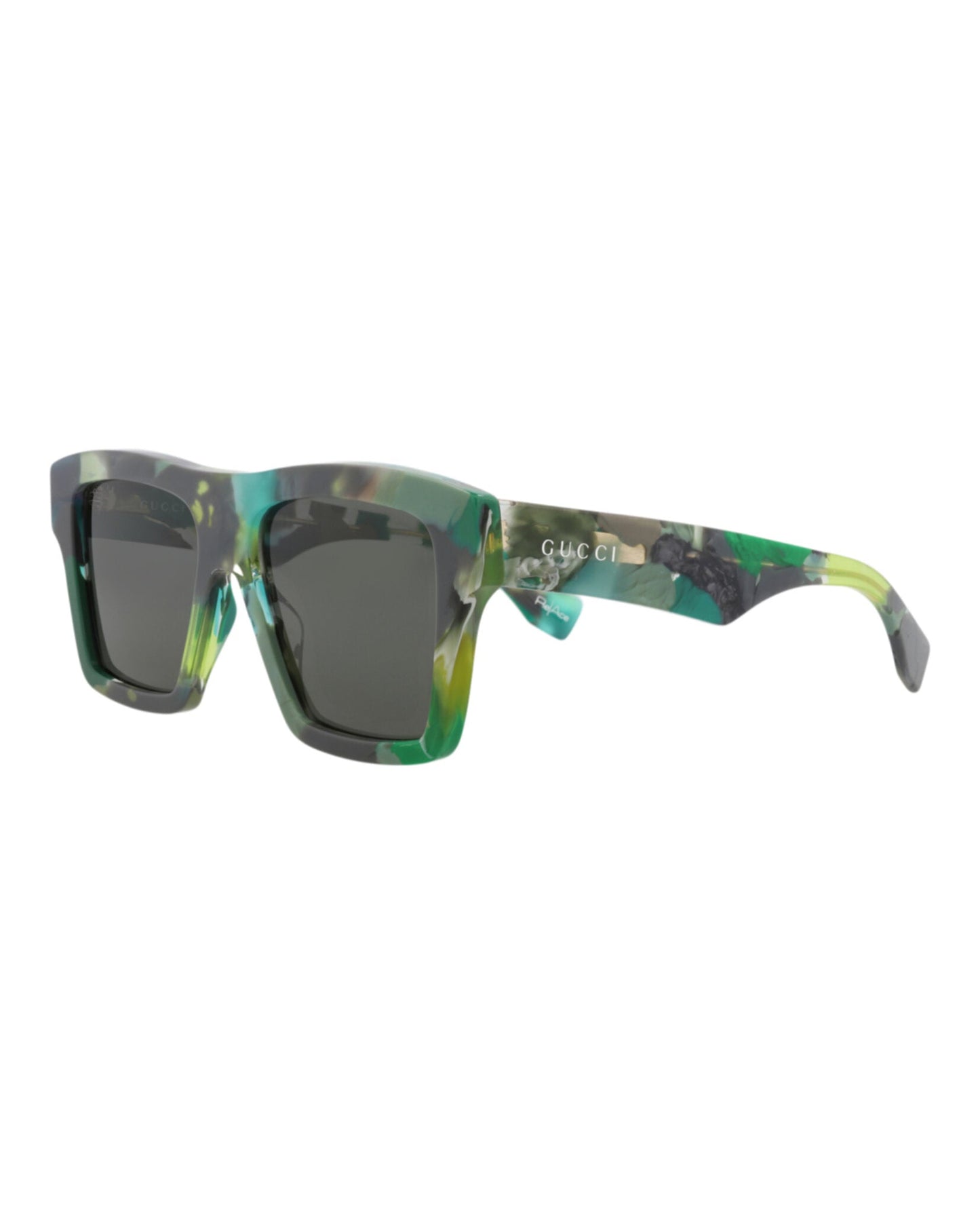 Gucci Mens Square/Rectangle Green Green Grey Fashion Designer Eyewear