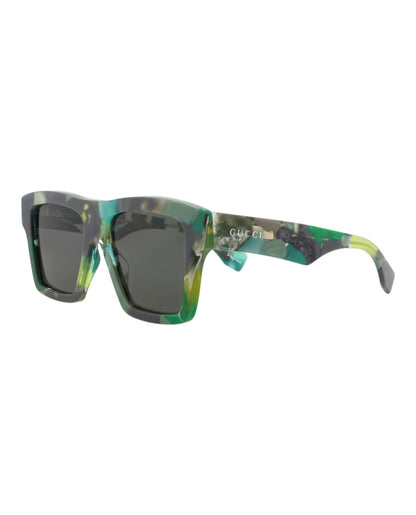 Gucci Mens Square/Rectangle Green Green Grey Fashion Designer Eyewear