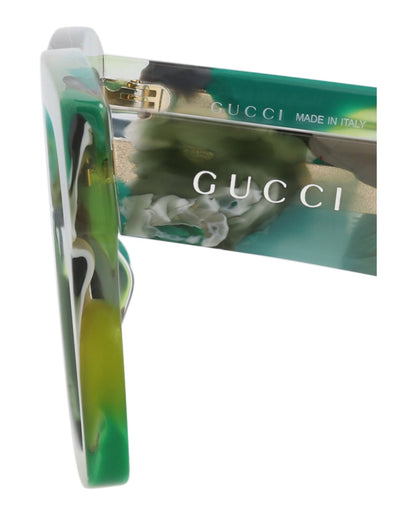 Gucci Mens Square/Rectangle Green Green Grey Fashion Designer Eyewear