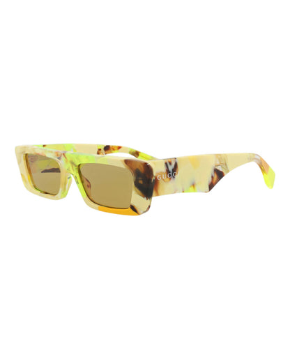 Gucci Mens Square/Rectangle Yellow Yellow Brown Fashion Designer Eyewear
