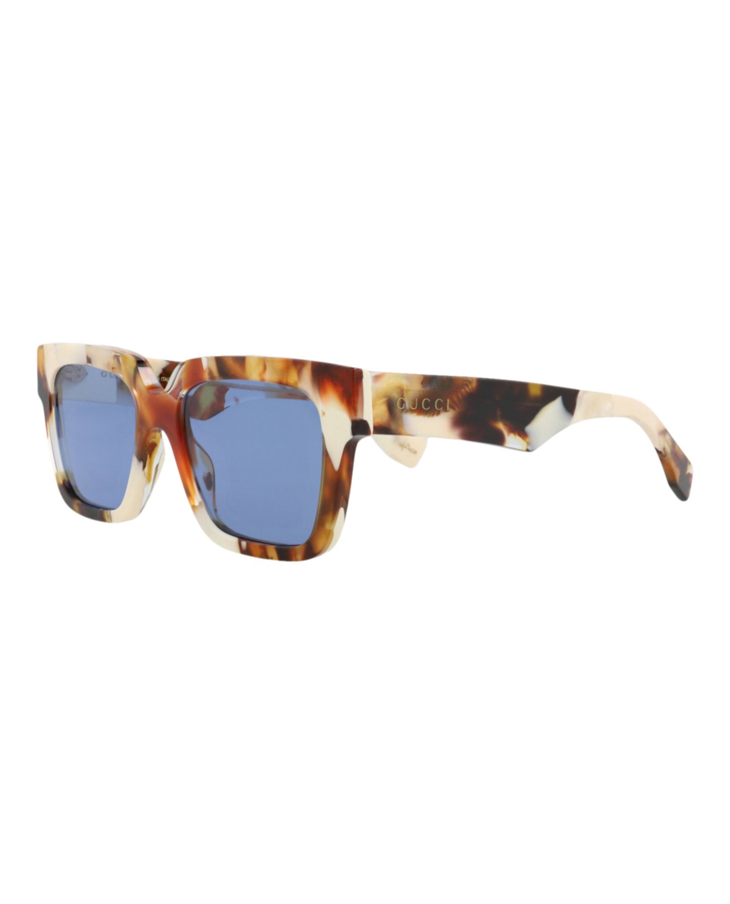 Gucci Mens Square/Rectangle Havana Havana Blue Fashion Designer Eyewear