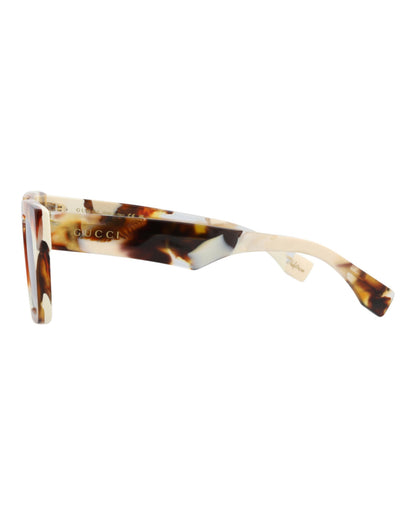 Gucci Mens Square/Rectangle Havana Havana Blue Fashion Designer Eyewear