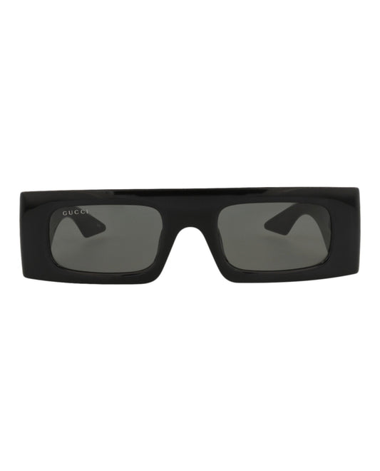 Gucci Womens Shield/Wrap Black Black Grey Fashion Designer Eyewear