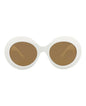 Gucci Womens Round/Oval White White Brown Fashion Designer Eyewear