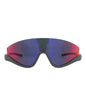 Gucci Womens Shield/Wrap Grey Grey Red Fashion Designer Eyewear
