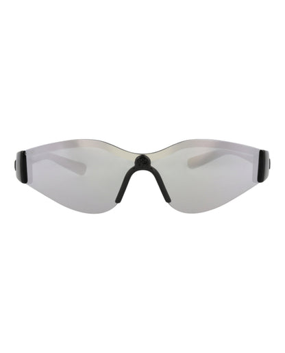 Gucci Womens Shield/Wrap Black Black Silver Fashion Designer Eyewear