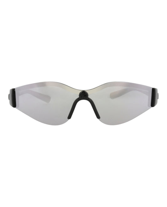 Gucci Womens Shield/Wrap Black Black Silver Fashion Designer Eyewear