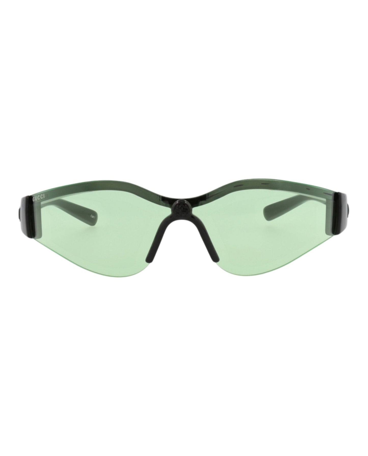 Gucci Womens Shield/Wrap Black Black Green Fashion Designer Eyewear