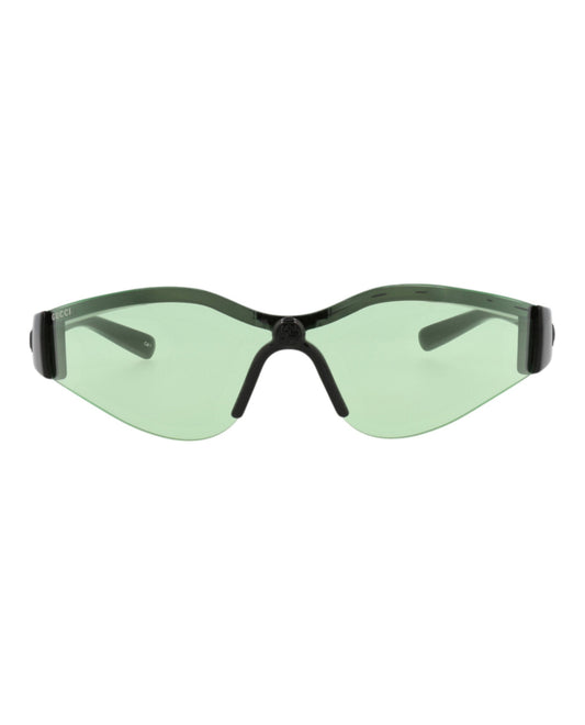 Gucci Womens Shield/Wrap Black Black Green Fashion Designer Eyewear