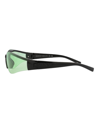 Gucci Womens Shield/Wrap Black Black Green Fashion Designer Eyewear