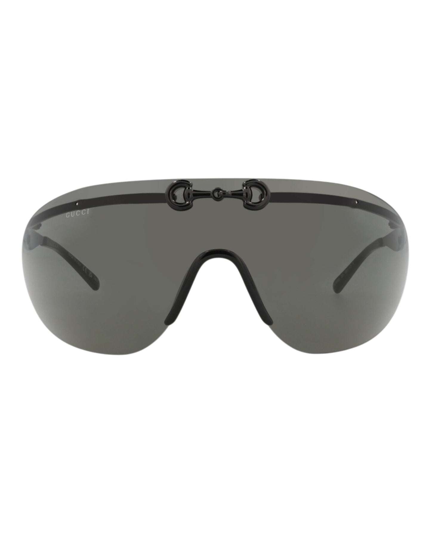 Gucci Mens Shield/Wrap Black Black Grey Fashion Designer Eyewear