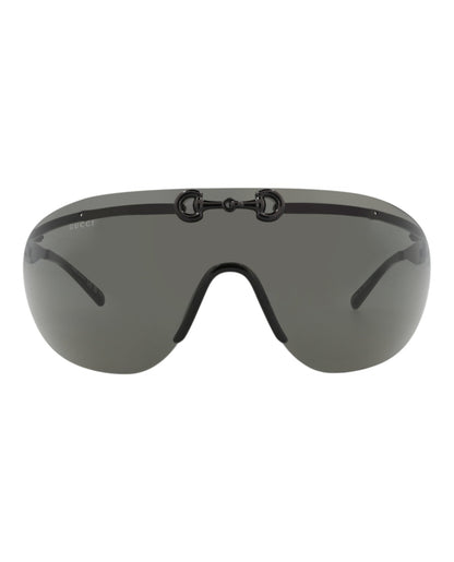 Gucci Mens Shield/Wrap Black Black Grey Fashion Designer Eyewear