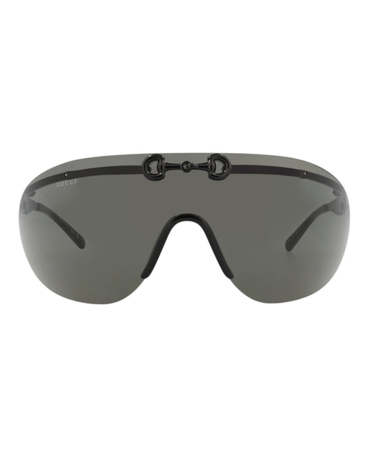 Gucci Mens Shield/Wrap Black Black Grey Fashion Designer Eyewear