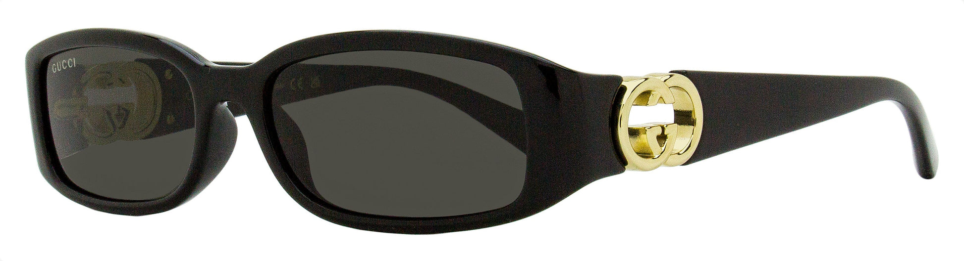 Gucci Narrow Rectangular Sunglasses GG1661S 001 Black 54mm Black