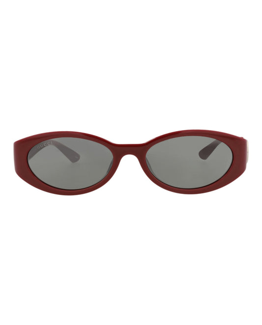 Gucci Womens Round/Oval Burgundy Burgundy Grey Fashion Designer Eyewear