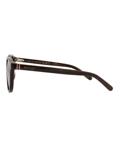 Gucci Mens Round/Oval Brown Brown Grey Fashion Designer Eyewear