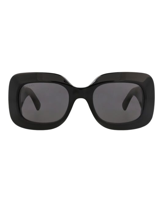 Gucci Womens Square/Rectangle Black Black Grey Fashion Designer Eyewear