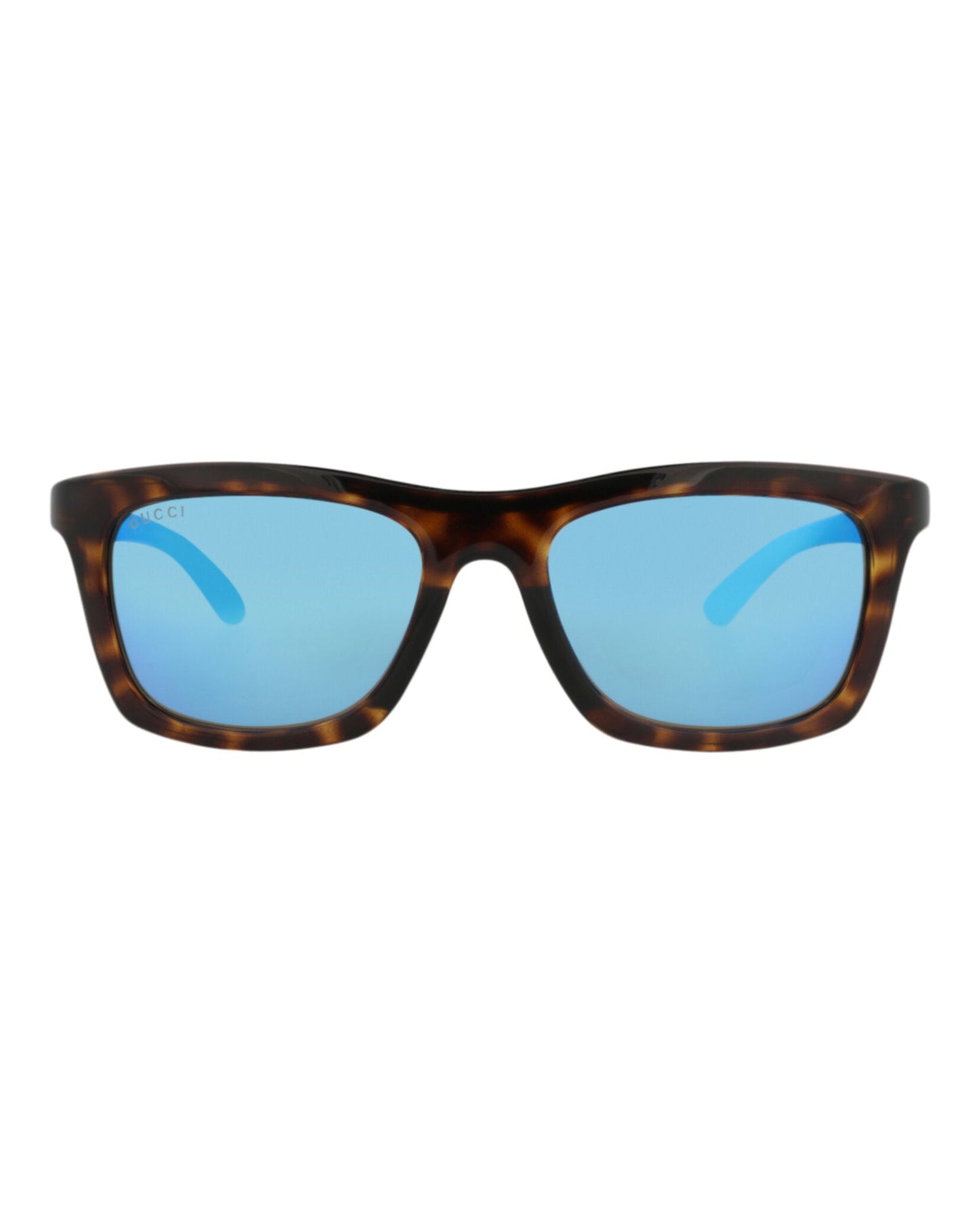 Gucci Mens Square/Rectangle Havana Blue Blue Fashion Designer Eyewear