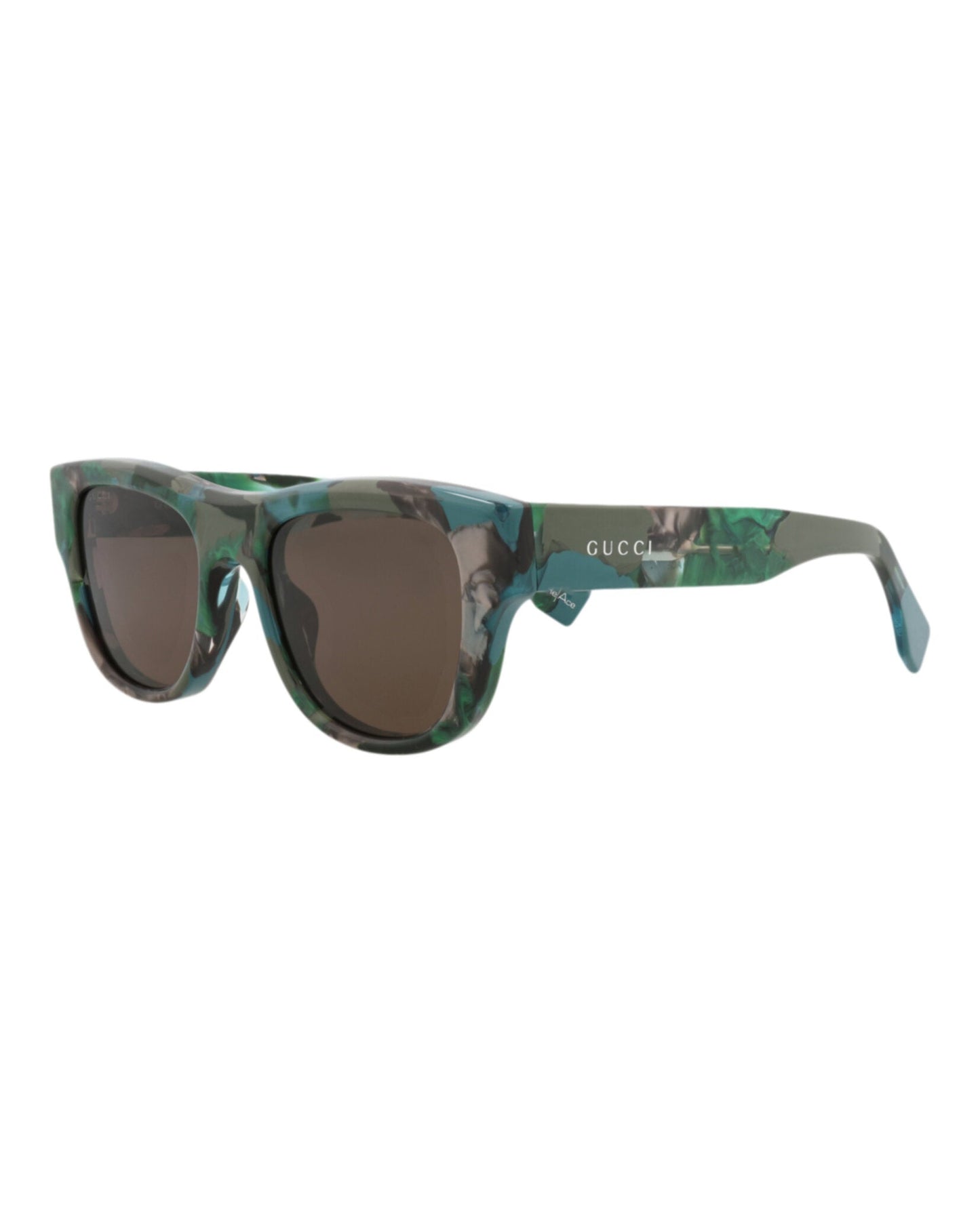 Gucci Mens Square/Rectangle Green Green Brown Fashion Designer Eyewear