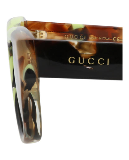 Gucci Mens Square/Rectangle Havana Havana Brown Fashion Designer Eyewear