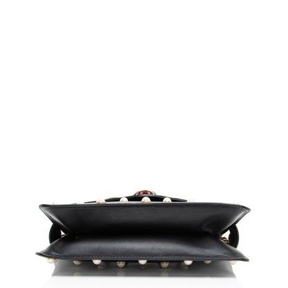Gucci Calfskin Pearl Bee Broadway Mini Shoulder Bag